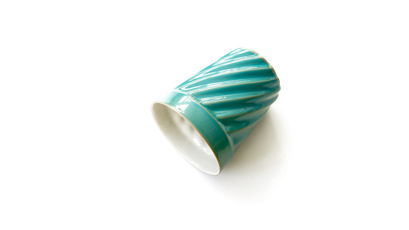 spiral design ornate hand cast porcelain tumbler glass